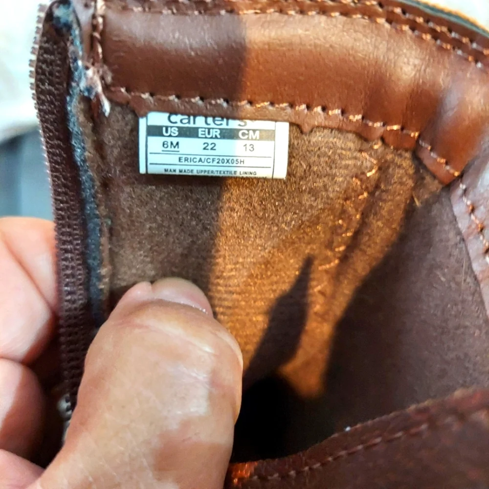 Carters brown boots inside zipper Size 6m